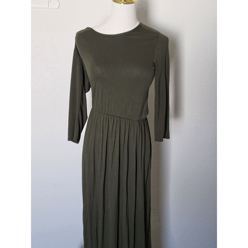 Rachel Rachel Maxi Dress Size 3/4 Sleeve Size Large Olive Color Cowgirl USA